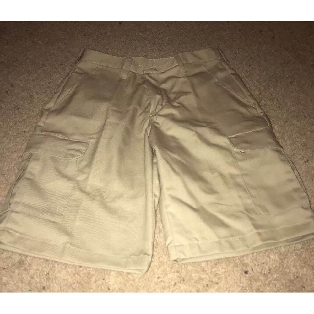 Mens RED KAP Khaki Cargo Work Flat Front Shorts Size 30 Waist